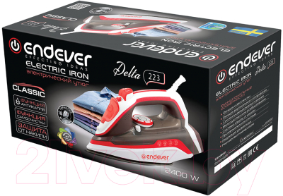 Утюг Endever Delta-223 (красный/белый)