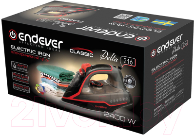 Утюг Endever Delta-216 (черный/красный)