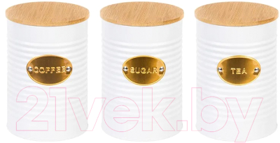 Набор емкостей для хранения Elan Gallery Чай, кофе, сахар / 240182 (белый) - фото