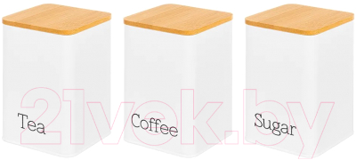 Набор емкостей для хранения Elan Gallery Чай, кофе, сахар / 240208 (белый) - фото