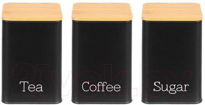 Набор емкостей для хранения Elan Gallery Чай, кофе, сахар / 240209 (черный) - фото