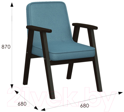 Кресло мягкое Мебелик Ретро (голубой/венге)