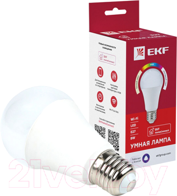 Умная лампа EKF Connect 8W WIFI RGBW E27 / slwf-e27-rgbw