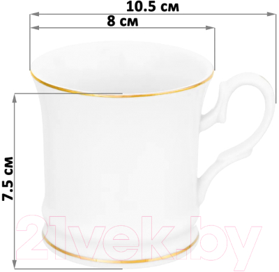 Чашка Elan Gallery Белая с золотом / 420487