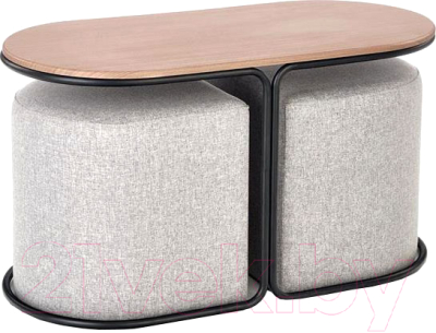 Журнальный столик Halmar Pampa + 2 пуфа - фото