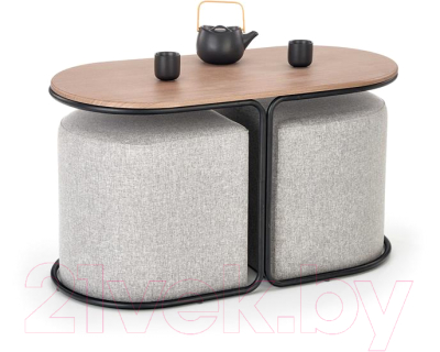 Журнальный столик Halmar Pampa + 2 пуфа