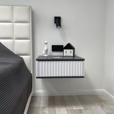 Прикроватная тумба Shtabe Royal 5000 эко (белый/металл бруклин)