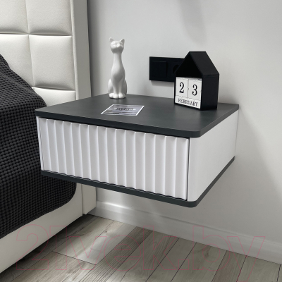 Прикроватная тумба Shtabe Royal 5000 эко (белый/металл бруклин)