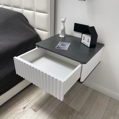 Прикроватная тумба Shtabe Royal 5000 эко (белый/металл бруклин)