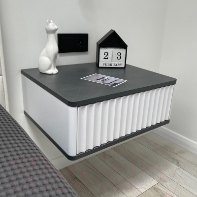 Прикроватная тумба Shtabe Royal 5000 эко (белый/металл бруклин)