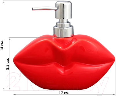 Дозатор для жидкого мыла Elan Gallery Губы алые / 190002