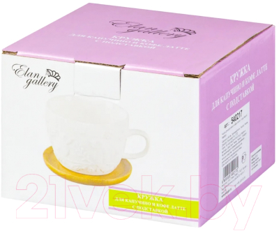 Чашка с блюдцем Elan Gallery Птички на ветке / 540217