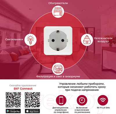 Умная розетка EKF Сonnect Wi-Fi / RCS-1-WF