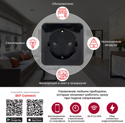 Умная розетка EKF Сonnect Pro Wi-Fi / RCS-2-WF