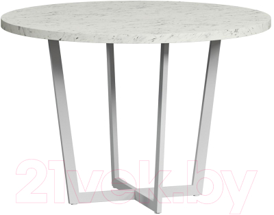 Обеденный стол Loftyhome Мальборк Раунд / 1251848 (мрамор сноу с белым основанием) - фото