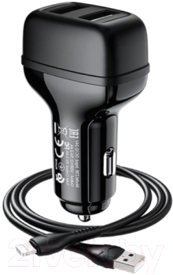 Зарядное устройство автомобильное Hoco Z36 + кабель Lightning