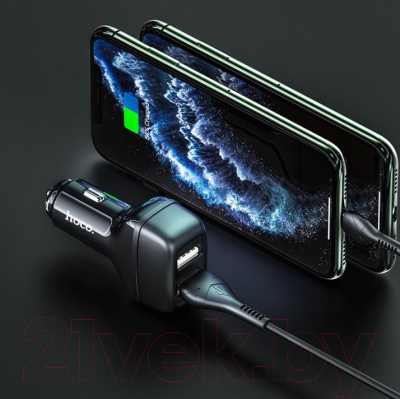 Зарядное устройство автомобильное Hoco Z36 + кабель Lightning