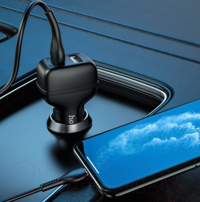 Зарядное устройство автомобильное Hoco Z36 + кабель Lightning