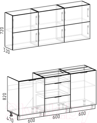 Готовая кухня Интермебель Микс Топ-34 1.8м без столешницы