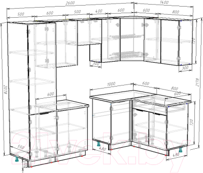 Готовая кухня ВерсоМебель Эко-1 1.4x2.6 правая