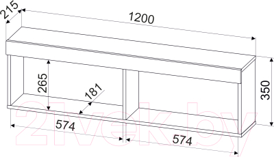 Полка Интерлиния Quartz QZ-П1 (дуб нокс/черный)