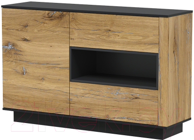 Тумба Интерлиния Quartz QZ-Т1Д2Ш (дуб нокс/черный) - фото