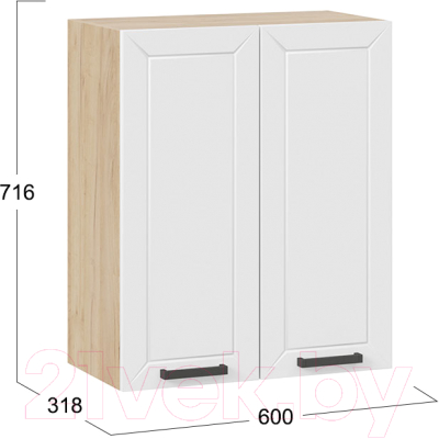 Шкаф навесной для кухни ТриЯ Лорас 1В6 (дуб крафт золотой/холст белый)