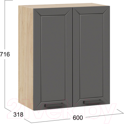 Шкаф навесной для кухни ТриЯ Лорас 1В6 (дуб крафт золотой/холст вулкан)