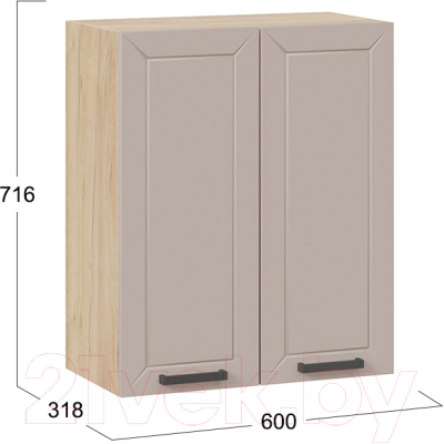 Шкаф навесной для кухни ТриЯ Лорас 1В6 (дуб крафт золотой/холст латте)