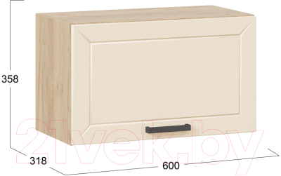 Шкаф под вытяжку ТриЯ Лорас 1В6Г (дуб крафт золотой/холст брюле)