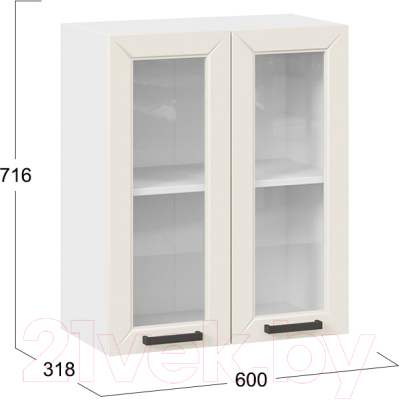 Шкаф навесной для кухни ТриЯ Лорас 1В6С (белый/холст брюле)