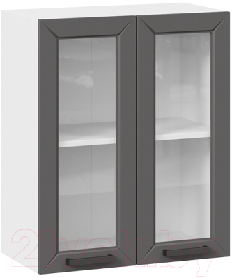 Шкаф навесной для кухни ТриЯ Лорас 1В6С (белый/холст вулкан) - фото