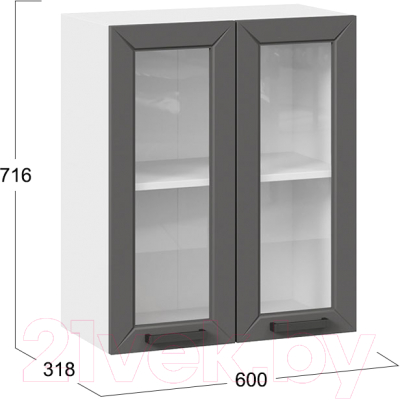 Шкаф навесной для кухни ТриЯ Лорас 1В6С (белый/холст вулкан)