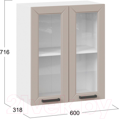 Шкаф навесной для кухни ТриЯ Лорас 1В6С (белый/холст латте)