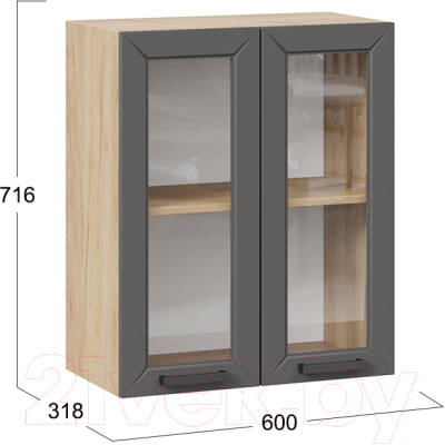 Шкаф навесной для кухни ТриЯ Лорас 1В6С (дуб крафт золотой/холст вулкан)