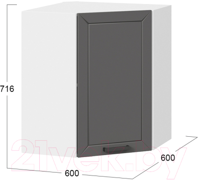 Шкаф навесной для кухни ТриЯ Лорас 1В6У (белый/холст вулкан)