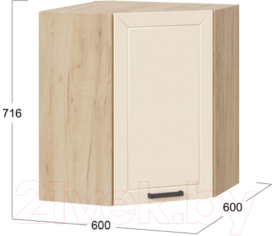 Шкаф навесной для кухни ТриЯ Лорас 1В6У (дуб крафт золотой/холст брюле)