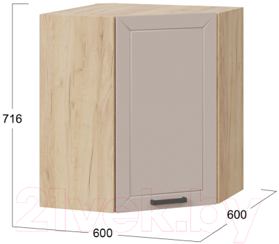 Шкаф навесной для кухни ТриЯ Лорас 1В6У (дуб крафт золотой/холст латте)