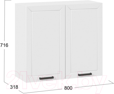 Шкаф навесной для кухни ТриЯ Лорас 1В8 (белый/холст белый)