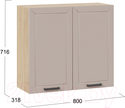 Шкаф навесной для кухни ТриЯ Лорас 1В8 (дуб крафт золотой/холст латте)