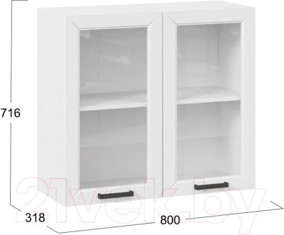 Шкаф навесной для кухни ТриЯ Лорас 1В8С (белый/холст белый)