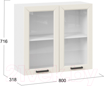 Шкаф навесной для кухни ТриЯ Лорас 1В8С (белый/холст брюле)