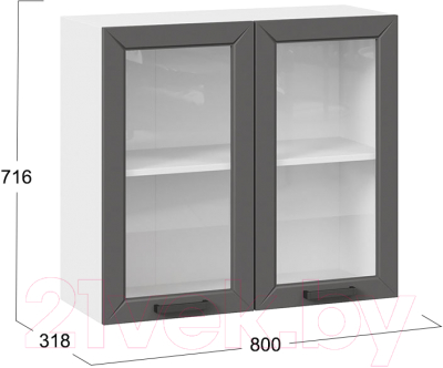 Шкаф навесной для кухни ТриЯ Лорас 1В8С (белый/холст вулкан)