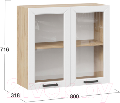 Шкаф навесной для кухни ТриЯ Лорас 1В8С (дуб крафт золотой/холст белый)