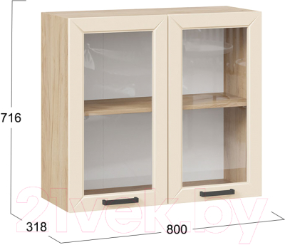 Шкаф навесной для кухни ТриЯ Лорас 1В8С (дуб крафт золотой/холст брюле)