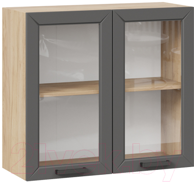 Шкаф навесной для кухни ТриЯ Лорас 1В8С (дуб крафт золотой/холст вулкан) - фото