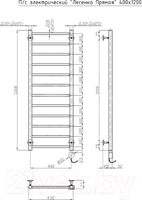 Полотенцесушитель электрический Олимп Лесенка Прямая 40x120