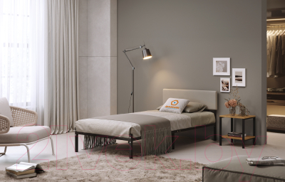 Односпальная кровать Домаклево Лофт с мягкой спинкой 80x200