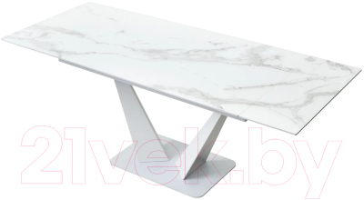 Обеденный стол M-City Ниагара 140 / 480M04462 (белый мрамор/белый)