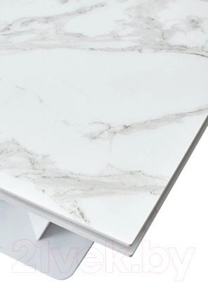 Обеденный стол M-City Ниагара 140 / 480M04462 (белый мрамор/белый)